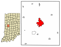 Montgomery County Indiana Incorporated and Unincorporated areas Crawfordsville Highlighted 1815742